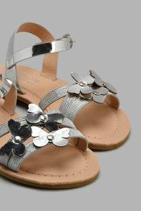 Redtag-Silver-Butterfly-Strap-Sandal-Sandals-Girls-3 to 5 Years