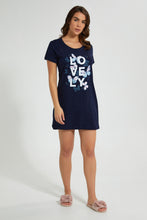 Load image into Gallery viewer, Redtag-Blue-Heart-Printed-NighT-Shirt-Nightshirts-Women's-
