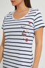 Redtag-Navy/White-Stripe-Printed-Nightshirt-Nightshirts-Women's-