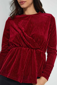 Redtag-Velour-Peplum-Top-Blouses-Women's-