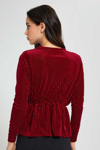 Redtag-Velour-Peplum-Top-Blouses-Women's-