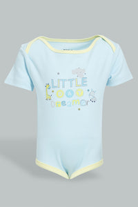 Redtag-Blue-And-Yellow-Little-Dream-Lover-5-Piece-Pack-Bodysuit-Bodysuits-Baby-0 to 12 Months