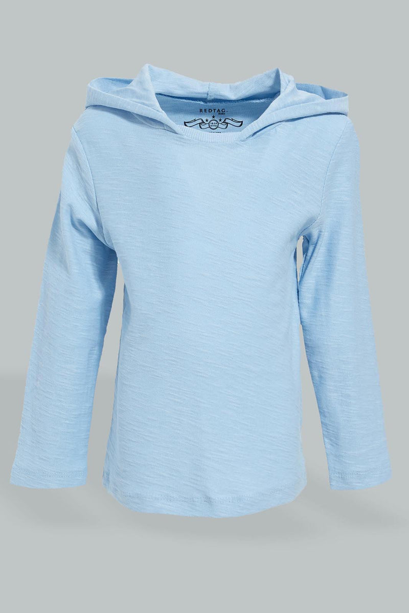 Redtag-Blue-Hoody-Slub-Tshirt-Hooded-Infant-Boys-3 to 24 Months