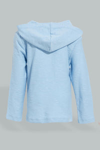Redtag-Blue-Hoody-Slub-Tshirt-Hooded-Infant-Boys-3 to 24 Months