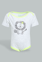 Load image into Gallery viewer, Redtag-Grey-And-Neon-Lion-5-Piece-Pack-Bodysuit-Bodysuits-Baby-0 to 12 Months
