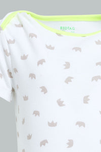 Redtag-Grey-And-Neon-Lion-5-Piece-Pack-Bodysuit-Bodysuits-Baby-0 to 12 Months