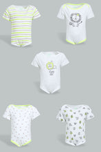 Load image into Gallery viewer, Redtag-Grey-And-Neon-Lion-5-Piece-Pack-Bodysuit-Bodysuits-Baby-0 to 12 Months
