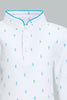 Redtag-White-Printed-Mandarin-Long-Sleeve-Polo-Polo-Shirts-Infant-Boys-3 to 24 Months