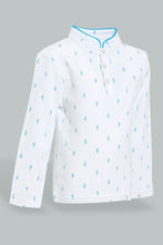 Load image into Gallery viewer, Redtag-White-Printed-Mandarin-Long-Sleeve-Polo-Polo-Shirts-Infant-Boys-3 to 24 Months
