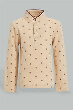 Load image into Gallery viewer, Redtag-Beige-Printed-Mandarin-Long-Sleeve-Polo-Polo-Shirts-Infant-Boys-3 to 24 Months
