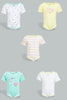 Redtag-Yellow-And-Mint-5-Piece-Pack-Bodysuit-Bodysuits-Baby-0 to 12 Months