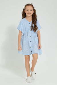 Redtag-Printed-Shirt-Dress-Colour:Blue,-Filter:Girls-(2-to-8-Yrs),-Girls-Dresses,-New-In,-New-In-GIR,-Non-Sale,-S22B,-Section:Kidswear-Girls-2 to 8 Years