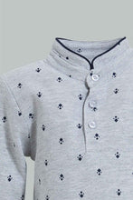 Load image into Gallery viewer, Redtag-Grey-Printed-Mandarin-Long-Sleeve-Polo-Polo-Shirts-Infant-Boys-3 to 24 Months
