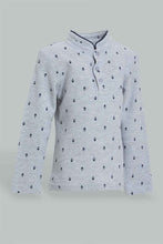 Load image into Gallery viewer, Redtag-Grey-Printed-Mandarin-Long-Sleeve-Polo-Polo-Shirts-Infant-Boys-3 to 24 Months
