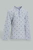 Redtag-Grey-Printed-Mandarin-Long-Sleeve-Polo-Polo-Shirts-Infant-Boys-3 to 24 Months