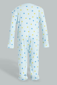 Redtag-Blue-And-Yellow-Little-Dream-Lover-3-Piece-Pack-L-Sleepsuits-Baby-0 to 12 Months