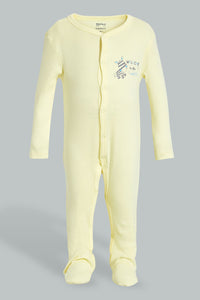 Redtag-Blue-And-Yellow-Little-Dream-Lover-3-Piece-Pack-L-Sleepsuits-Baby-0 to 12 Months