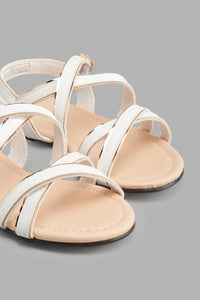 Redtag-White-Crossover-Strap-Sandal-Sandals-Girls-3 to 5 Years