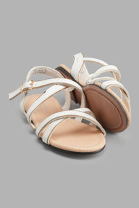 Redtag-White-Crossover-Strap-Sandal-Sandals-Girls-3 to 5 Years