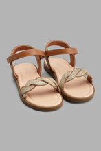 Load image into Gallery viewer, Redtag-Brown-Braided-Strap-Sandal-Sandals-Girls-3 to 5 Years
