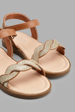 Load image into Gallery viewer, Redtag-Brown-Braided-Strap-Sandal-Sandals-Girls-3 to 5 Years
