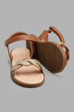 Load image into Gallery viewer, Redtag-Brown-Braided-Strap-Sandal-Sandals-Girls-3 to 5 Years
