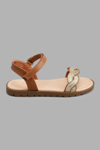 Load image into Gallery viewer, Redtag-Brown-Braided-Strap-Sandal-Sandals-Girls-3 to 5 Years
