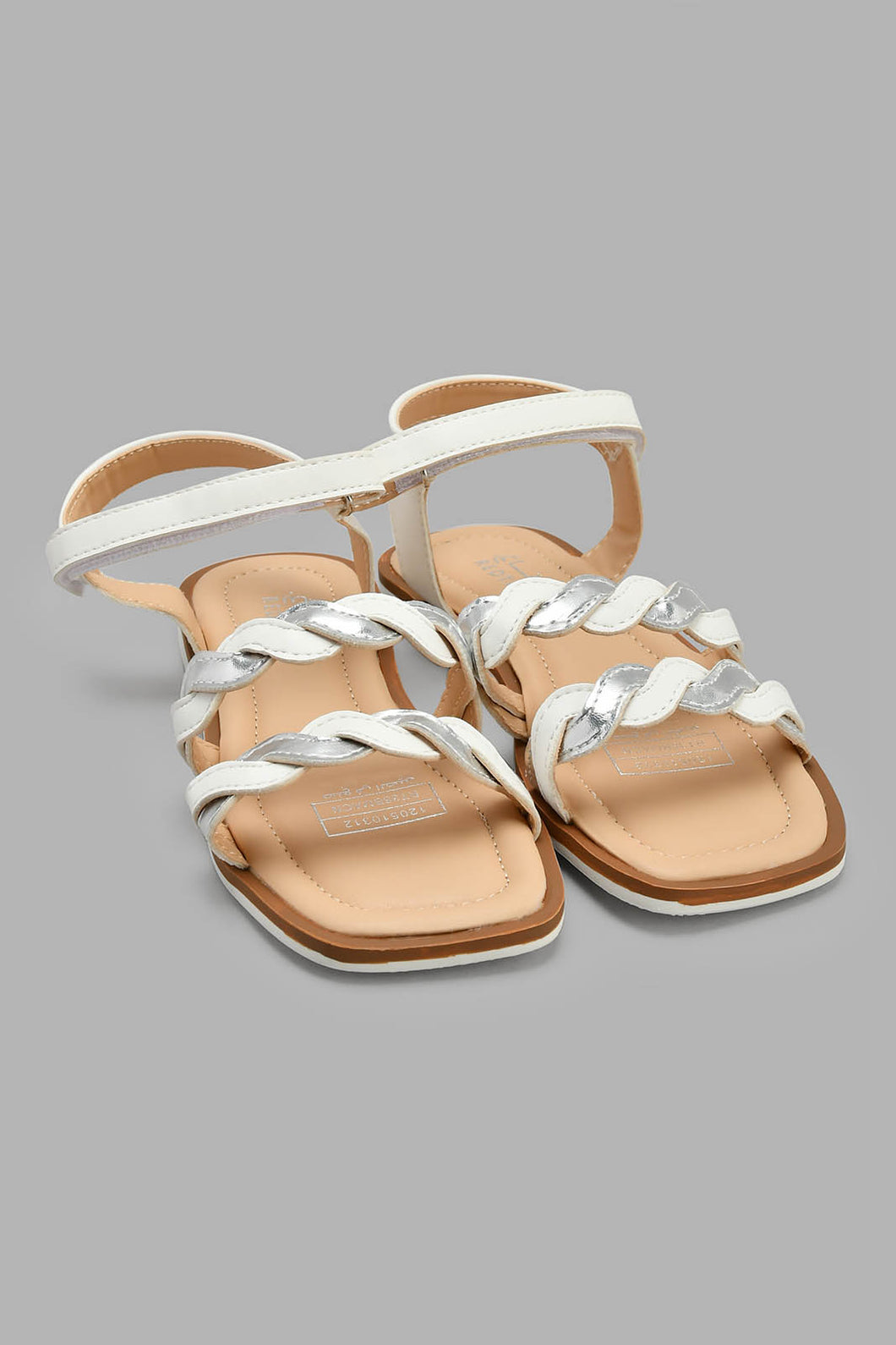 Redtag-White-Braided-Strap-Sandal-Sandals-Girls-3 to 5 Years