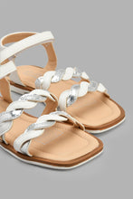 Load image into Gallery viewer, Redtag-White-Braided-Strap-Sandal-Sandals-Girls-3 to 5 Years
