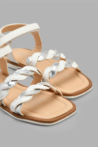 Redtag-White-Braided-Strap-Sandal-Sandals-Girls-3 to 5 Years