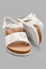 Load image into Gallery viewer, Redtag-White-Floral-Print-Cork-Sandal-Cork-Girls-3 to 5 Years
