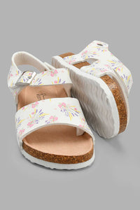 Redtag-White-Floral-Print-Cork-Sandal-Cork-Girls-3 to 5 Years