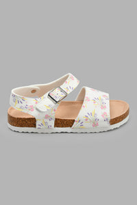 Redtag-White-Floral-Print-Cork-Sandal-Cork-Girls-3 to 5 Years