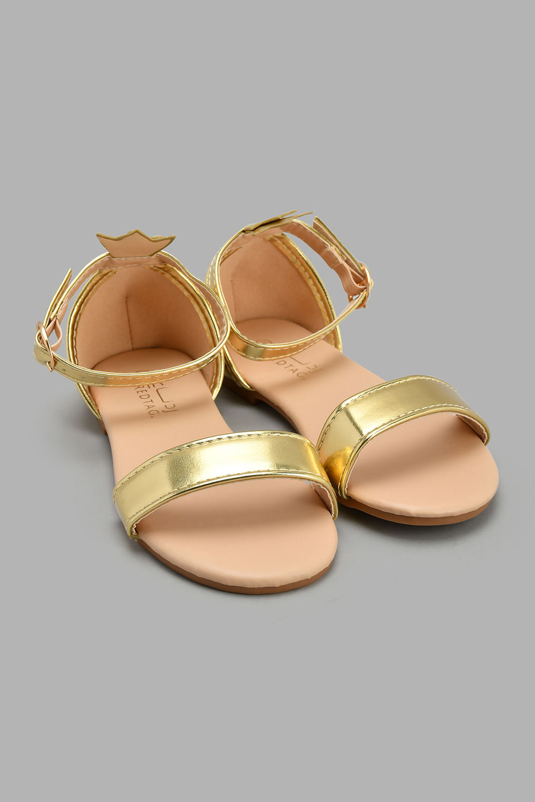 Redtag-Gold-Shimmer-Sandal-Sandals-Girls-3 to 5 Years