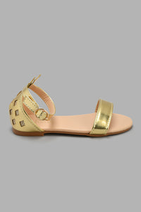 Redtag-Gold-Shimmer-Sandal-Sandals-Girls-3 to 5 Years