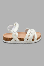 Load image into Gallery viewer, Redtag-White-Braided-Cork-Sandal-Cork-Girls-3 to 5 Years
