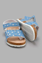 Load image into Gallery viewer, Redtag-Blue-Heart-Print-Cork-Sandal-Cork-Girls-3 to 5 Years
