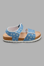 Load image into Gallery viewer, Redtag-Blue-Heart-Print-Cork-Sandal-Cork-Girls-3 to 5 Years
