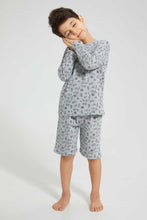 Load image into Gallery viewer, Redtag-Grey-Black-4-Piece-Pack-Skate-Print-Pyjama-Set-Pyjama-Sets-Boys-2 to 8 Years
