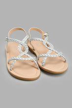 Load image into Gallery viewer, Redtag-Silver-Braided-Sandal-Sandals-Senior-Girls-5 to 14 Years
