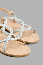 Load image into Gallery viewer, Redtag-Silver-Braided-Sandal-Sandals-Senior-Girls-5 to 14 Years
