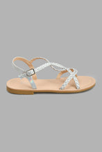 Load image into Gallery viewer, Redtag-Silver-Braided-Sandal-Sandals-Senior-Girls-5 to 14 Years
