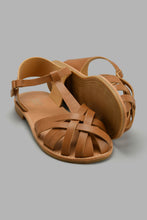 Load image into Gallery viewer, Redtag-Brown-Fisherman-Sandal-Fisherman-Senior-Girls-5 to 14 Years
