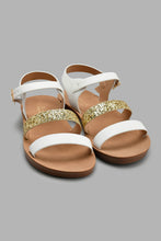 Load image into Gallery viewer, Redtag-White-Glitter-Strap-Sandal-Slingbacks-Senior-Girls-5 to 14 Years
