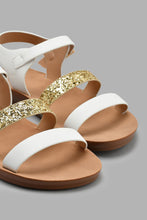 Load image into Gallery viewer, Redtag-White-Glitter-Strap-Sandal-Slingbacks-Senior-Girls-5 to 14 Years
