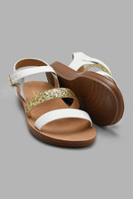 Load image into Gallery viewer, Redtag-White-Glitter-Strap-Sandal-Slingbacks-Senior-Girls-5 to 14 Years
