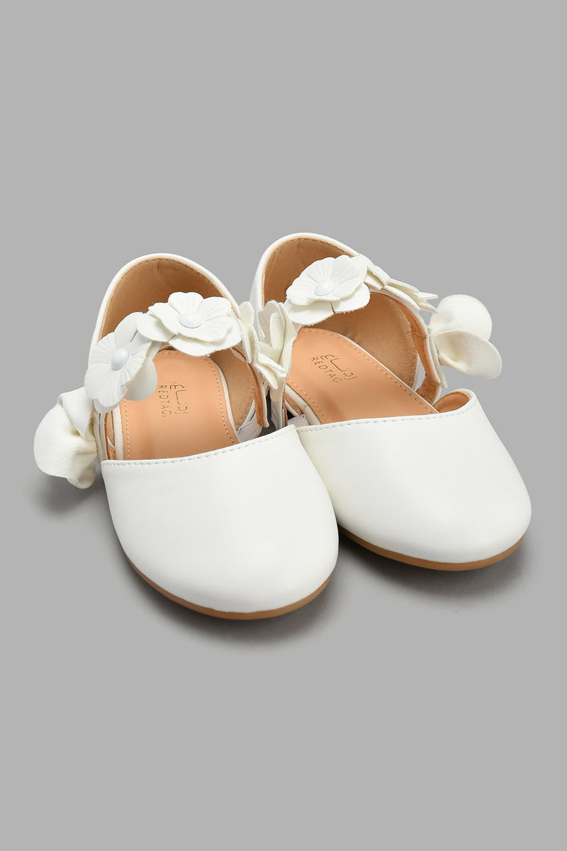 Redtag-White-Floral-Trim-Ballerina-Ballerinas-Girls-3 to 5 Years