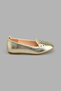 Redtag-Gold-Heart-Laser-Cut-Loafer-Colour:Gold,-Filter:Girls-Footwear-(3-to-5-Yrs),-GIR-Casual-Shoes,-New-In,-New-In-GIR-FOO,-Non-Sale,-S22B,-Section:Kidswear-Girls-3 to 5 Years