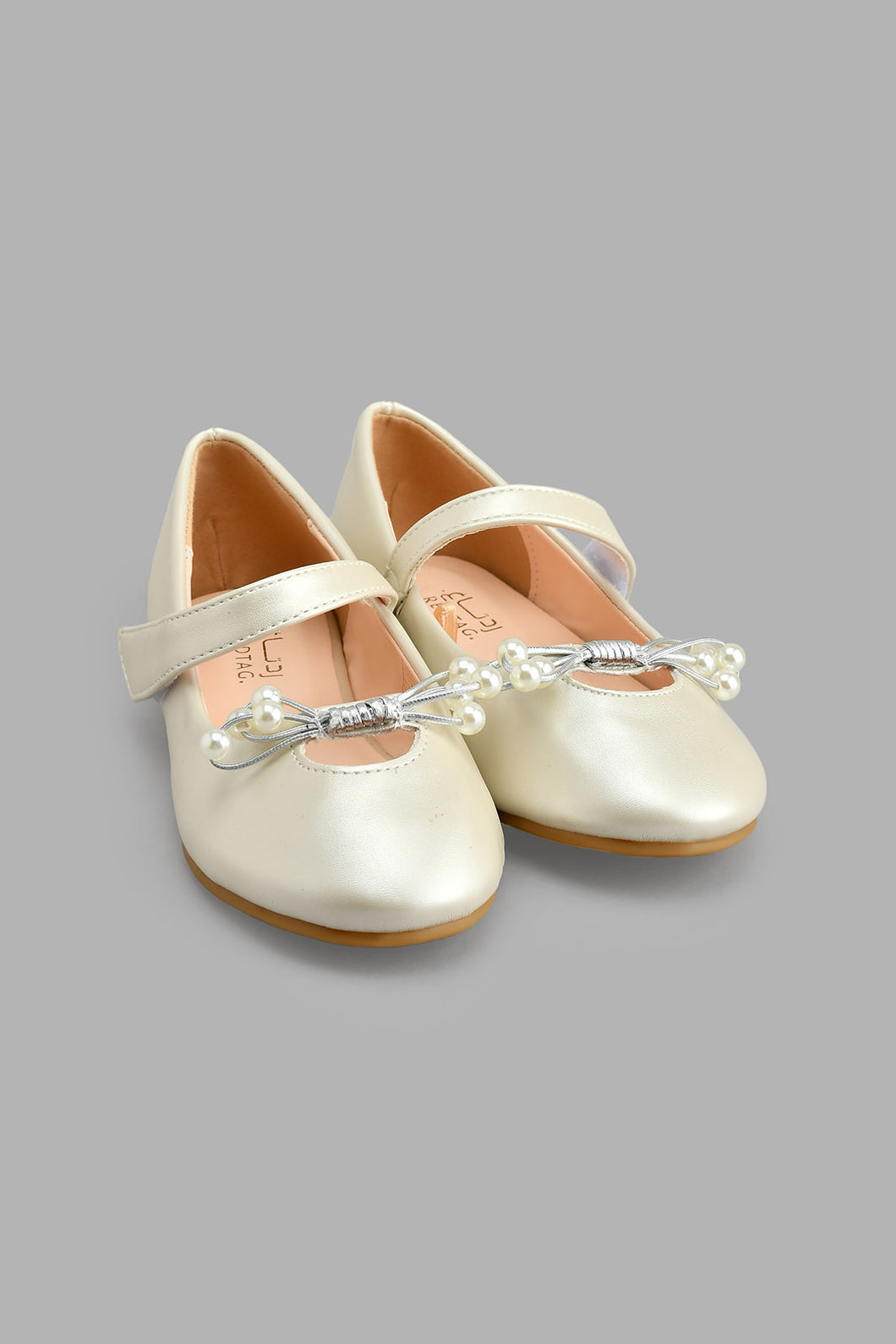 Redtag-Cream-Pearl-Trim-Ballerina-Colour:Cream,-Filter:Girls-Footwear-(3-to-5-Yrs),-GIR-Casual-Shoes,-New-In,-New-In-GIR-FOO,-Non-Sale,-S22B,-Section:Kidswear-Girls-3 to 5 Years