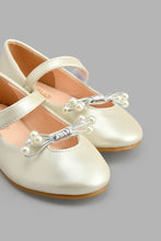 Load image into Gallery viewer, Redtag-Cream-Pearl-Trim-Ballerina-Colour:Cream,-Filter:Girls-Footwear-(3-to-5-Yrs),-GIR-Casual-Shoes,-New-In,-New-In-GIR-FOO,-Non-Sale,-S22B,-Section:Kidswear-Girls-3 to 5 Years
